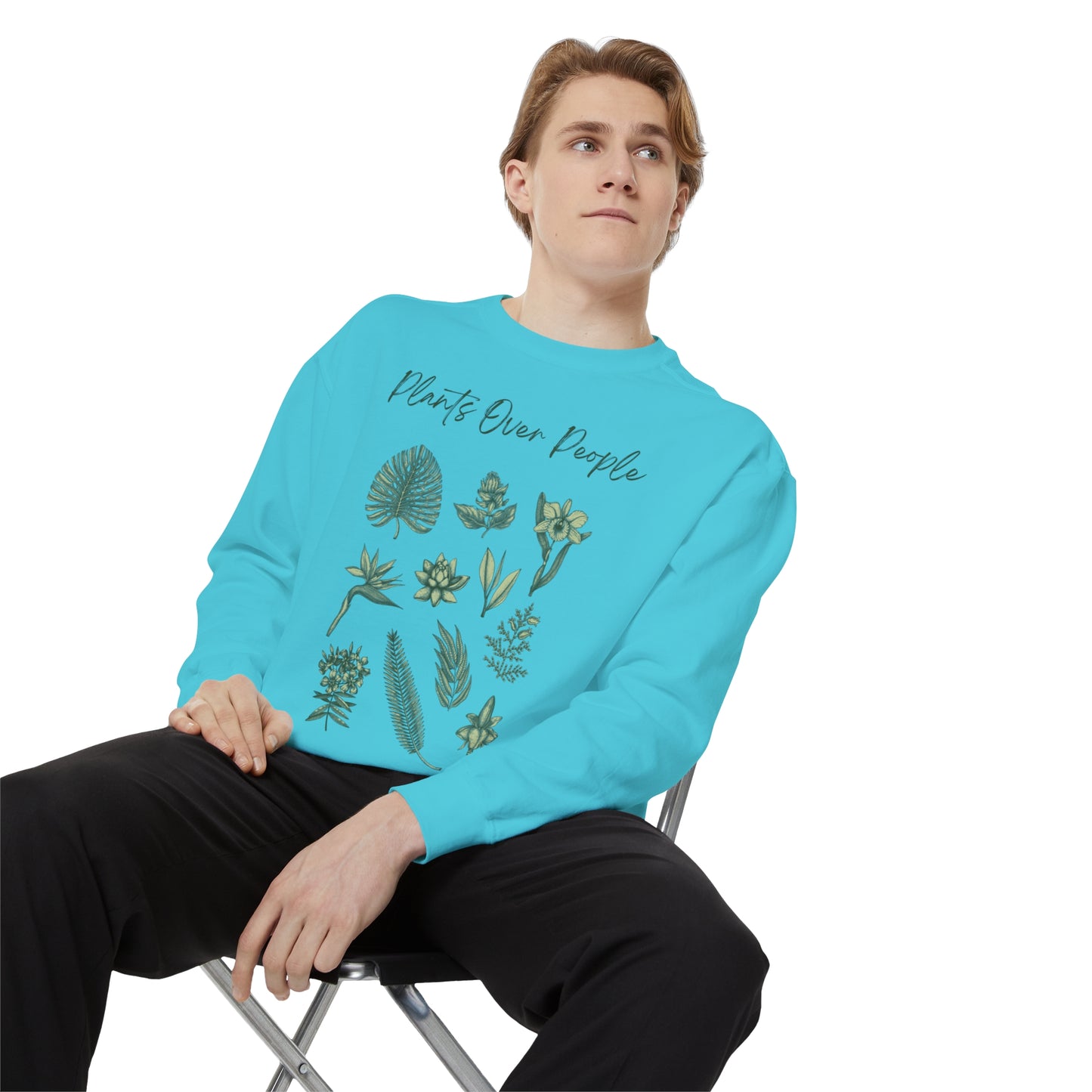 Plants Over People Unisex Garment-Dyed Sweatshirt