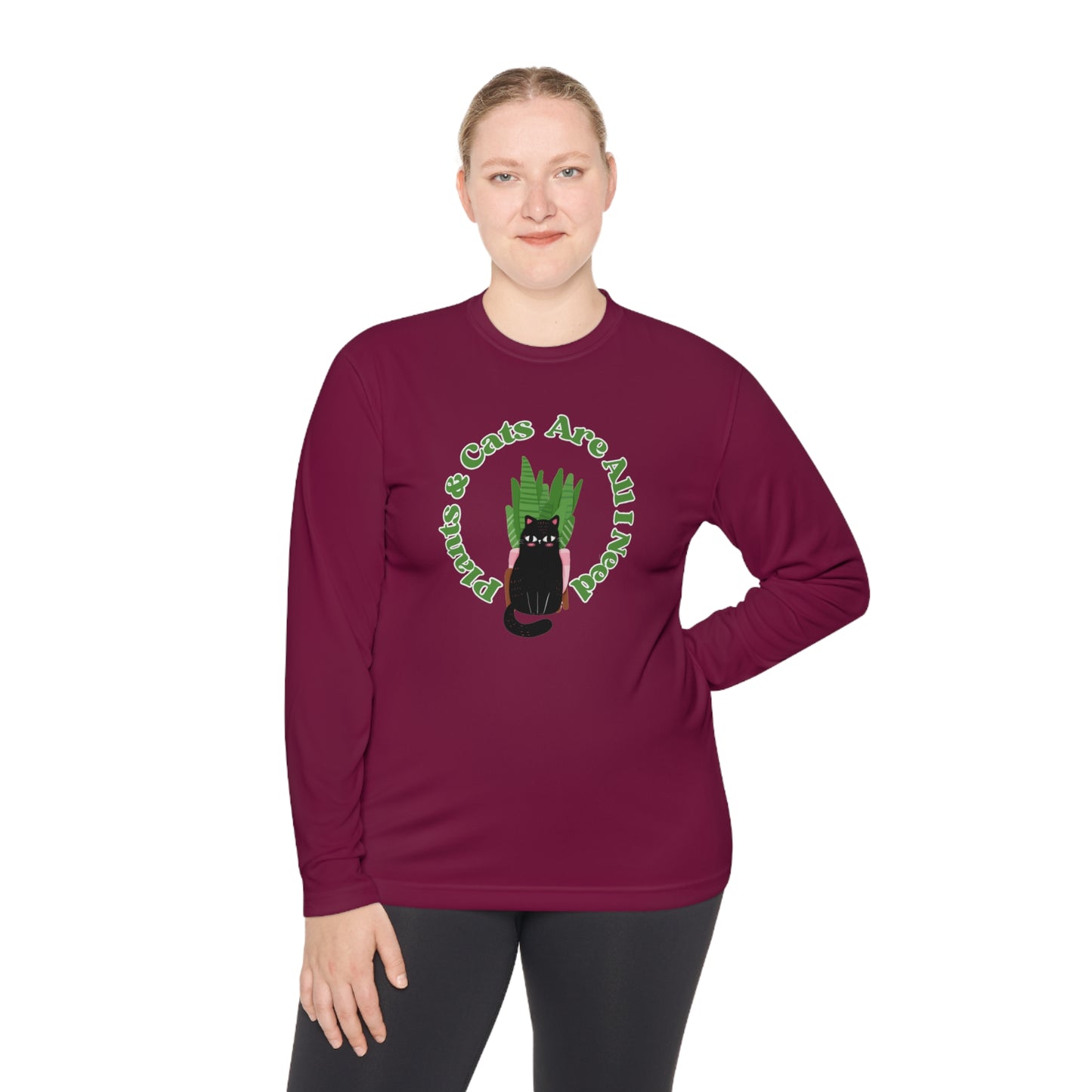 Plants & Cats Are All I Need Unisex Lightweight Long Sleeve