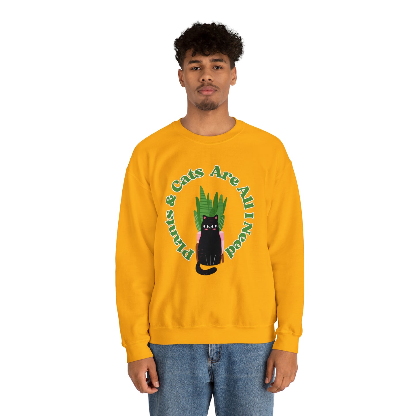 Plants & Cats Are All I Need Unisex Crewneck Sweatshirt