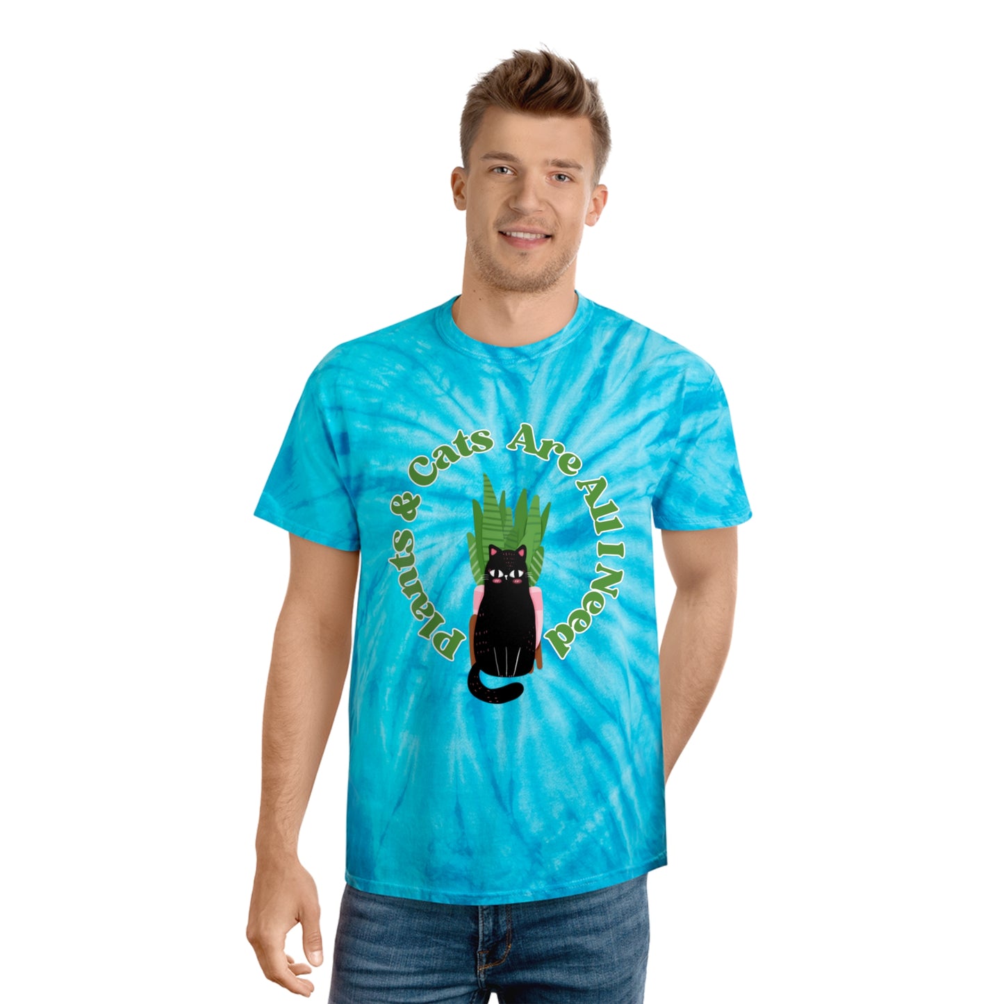 Plants & Cats Are All I Need Tie-Dye Tee, Cyclone