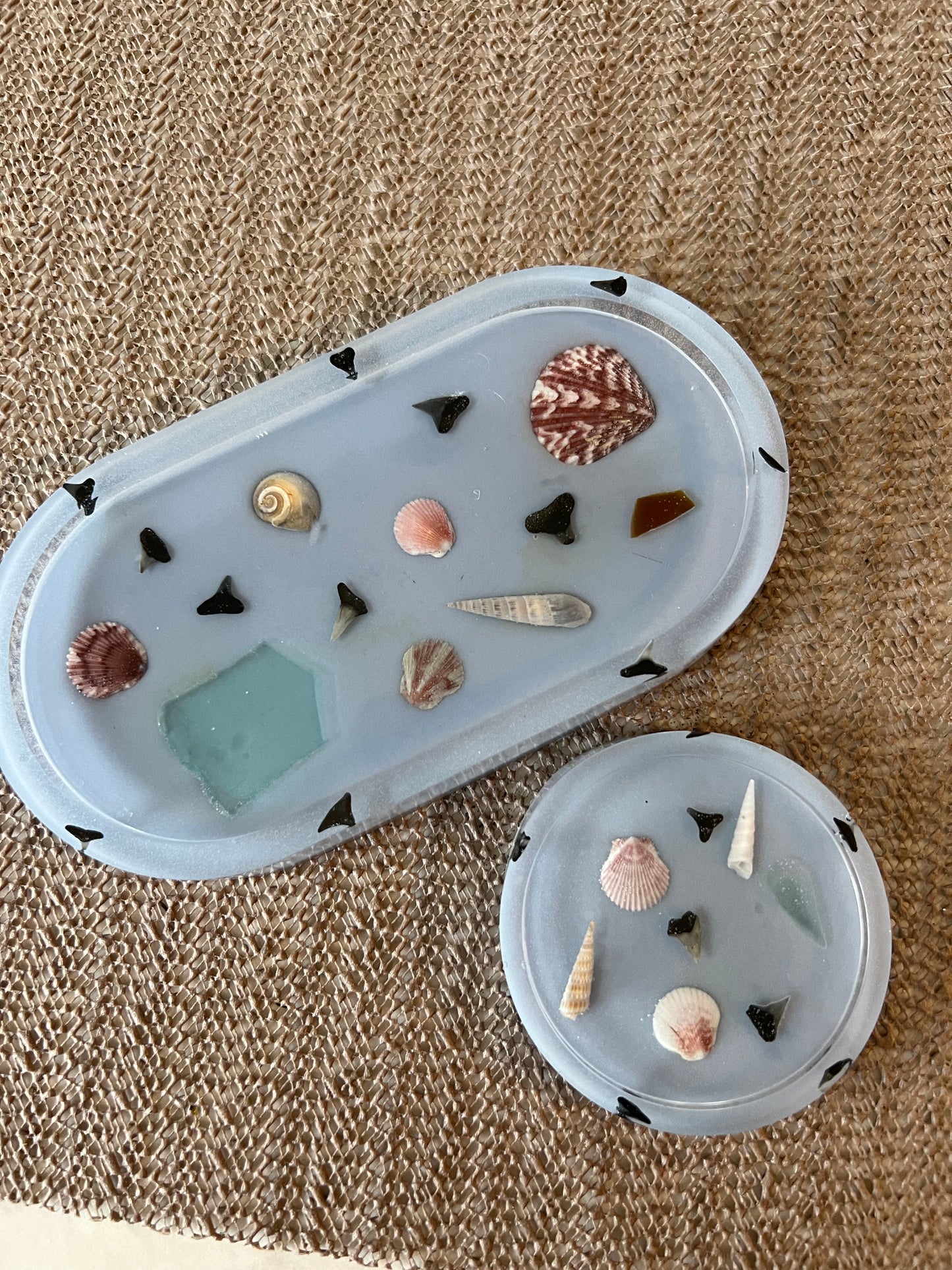 Handmade beach finds trinket dish & coaster set