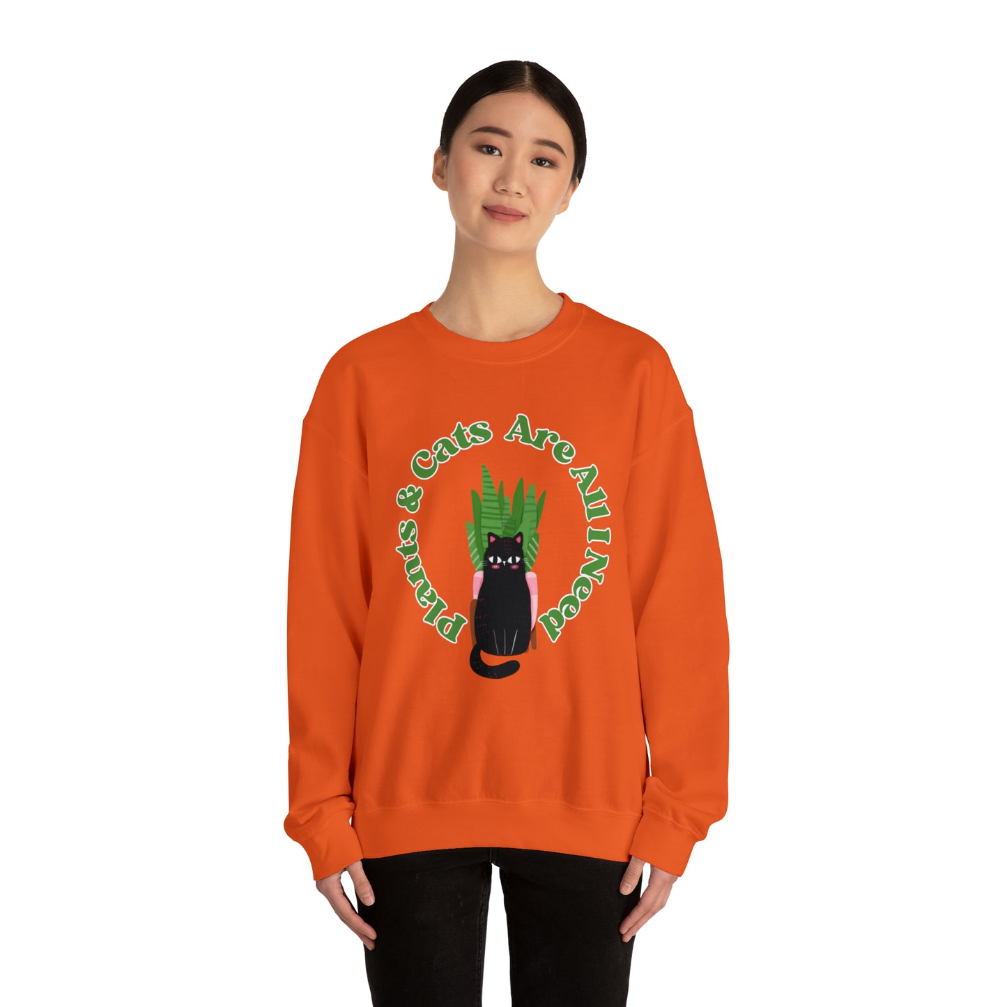 Plants & Cats Are All I Need Unisex Crewneck Sweatshirt