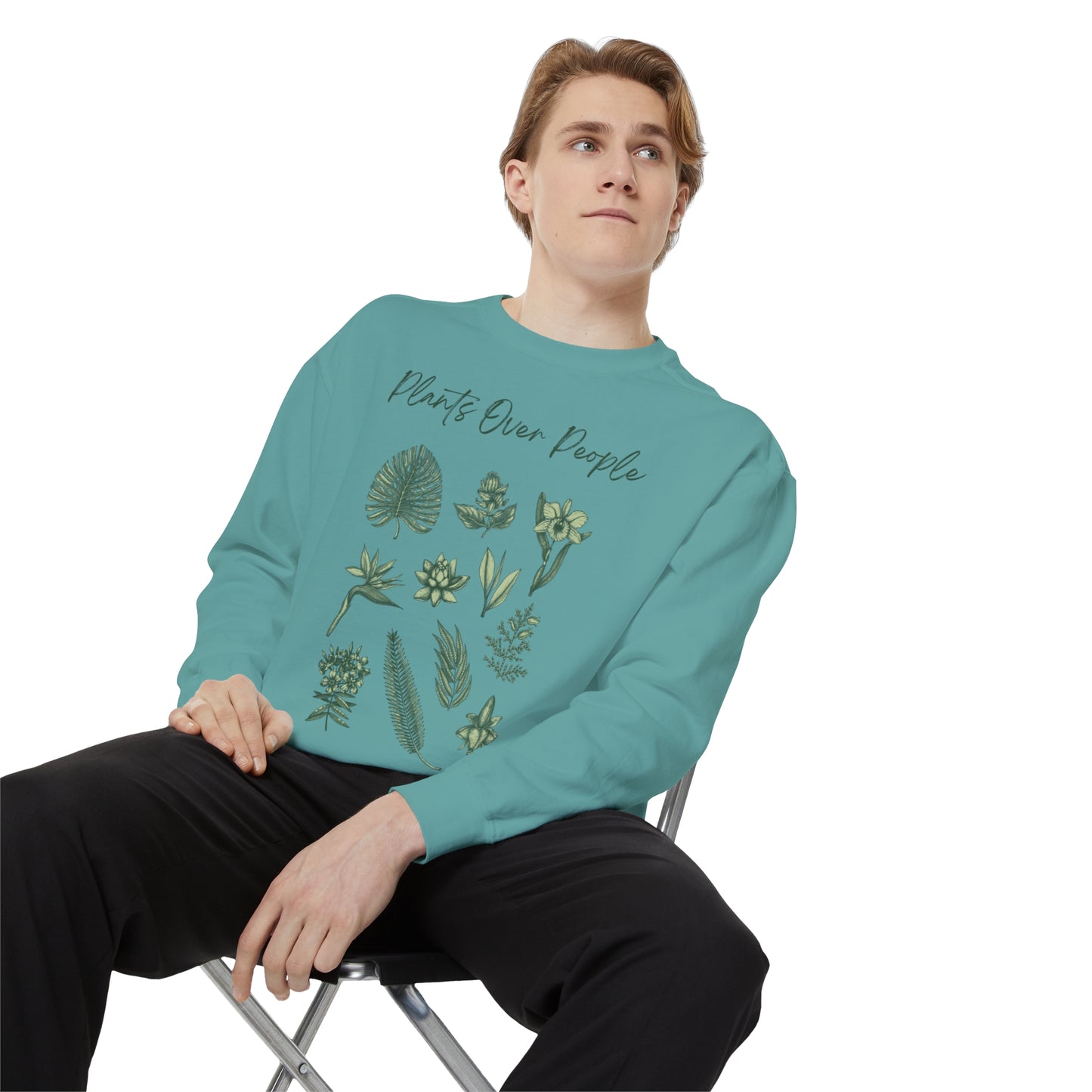 Plants Over People Unisex Garment-Dyed Sweatshirt