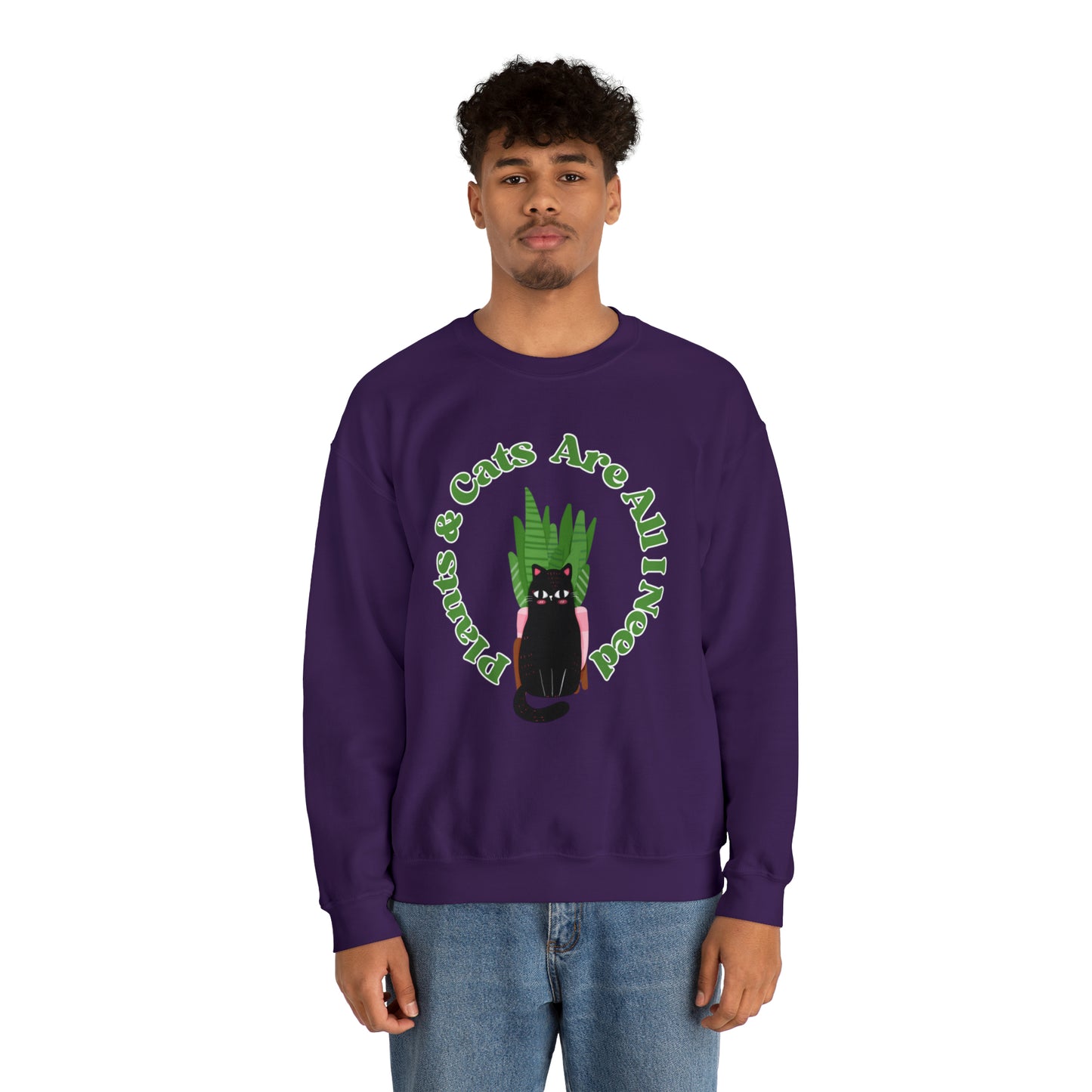 Plants & Cats Are All I Need Unisex Crewneck Sweatshirt