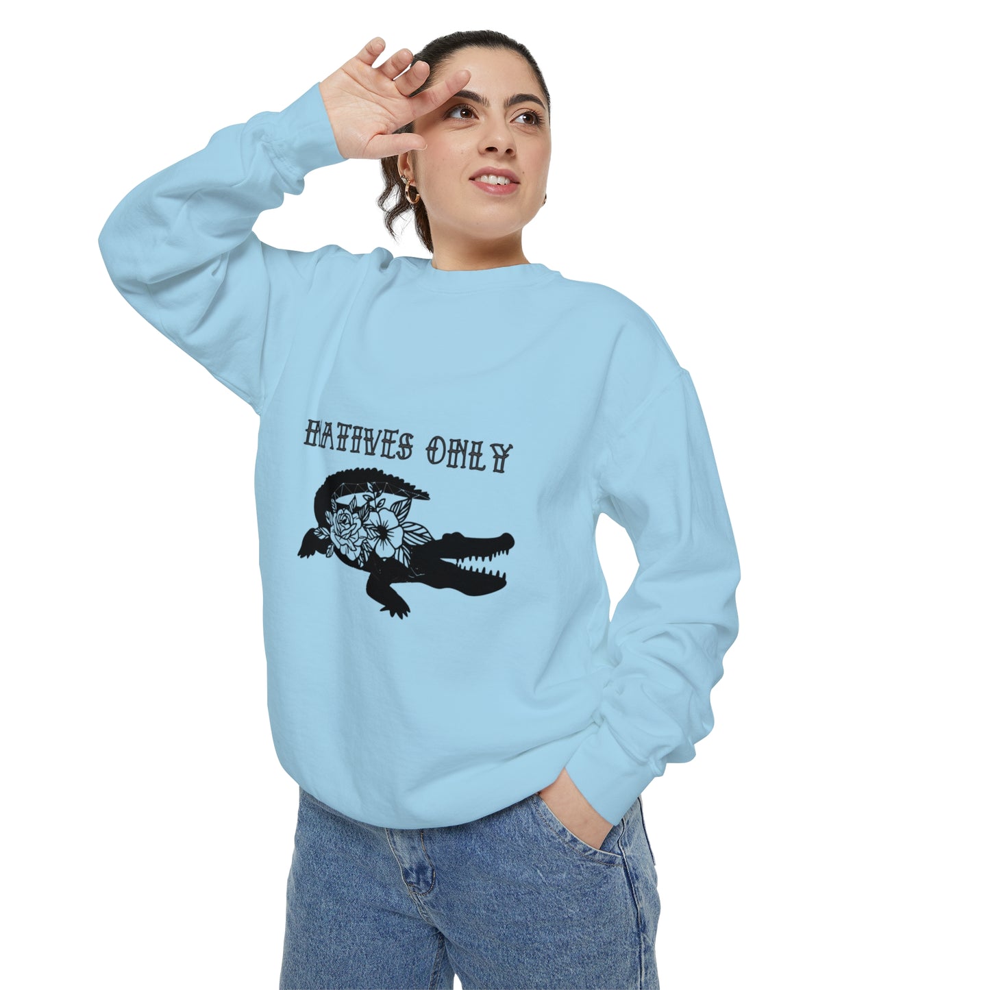 Natives Only Alligator Unisex Garment-Dyed Crewneck