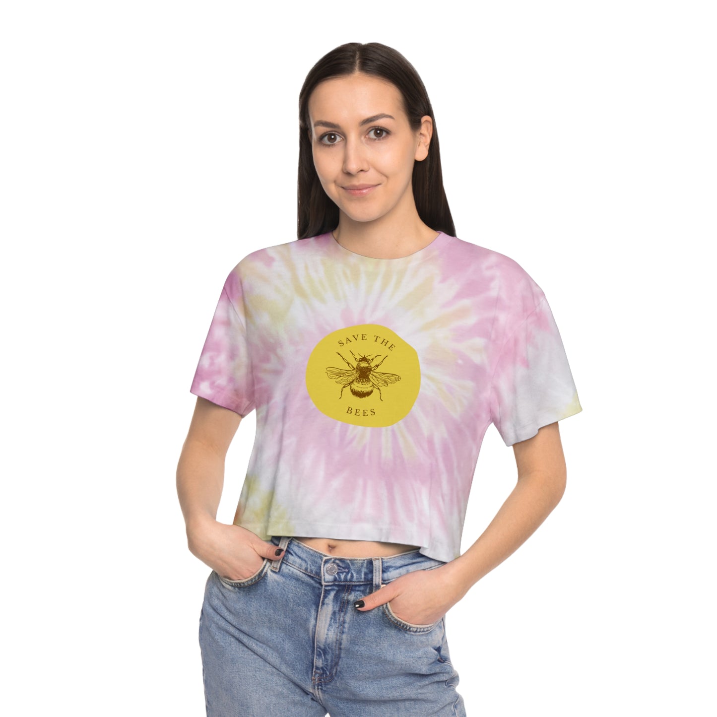 Save The Bees Women's Tie-Dye Crop Tee