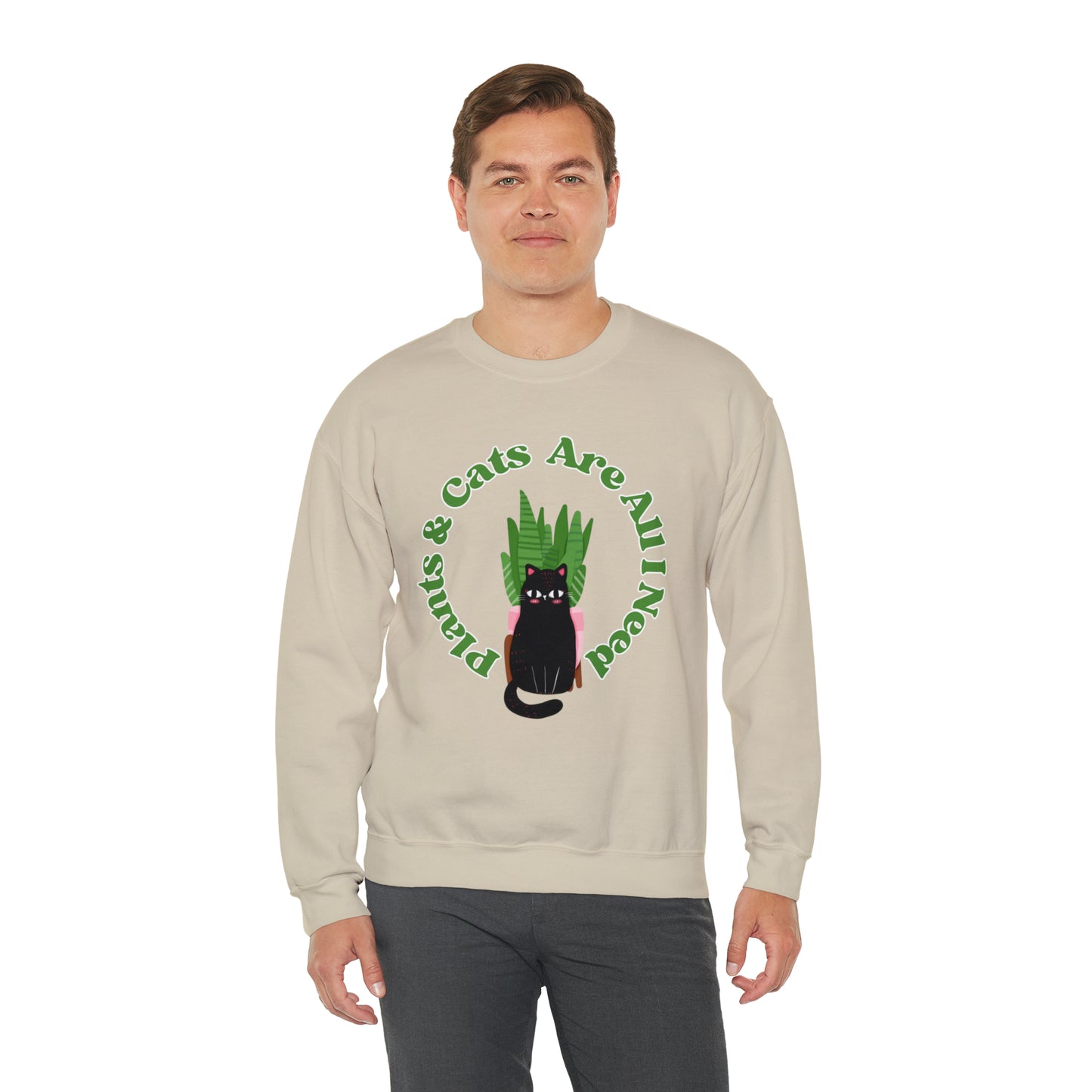 Plants & Cats Are All I Need Unisex Crewneck Sweatshirt