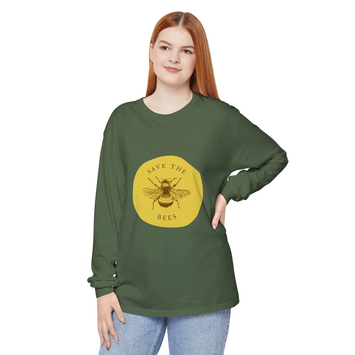 Save The Bees Unisex Garment-dyed Long Sleeve