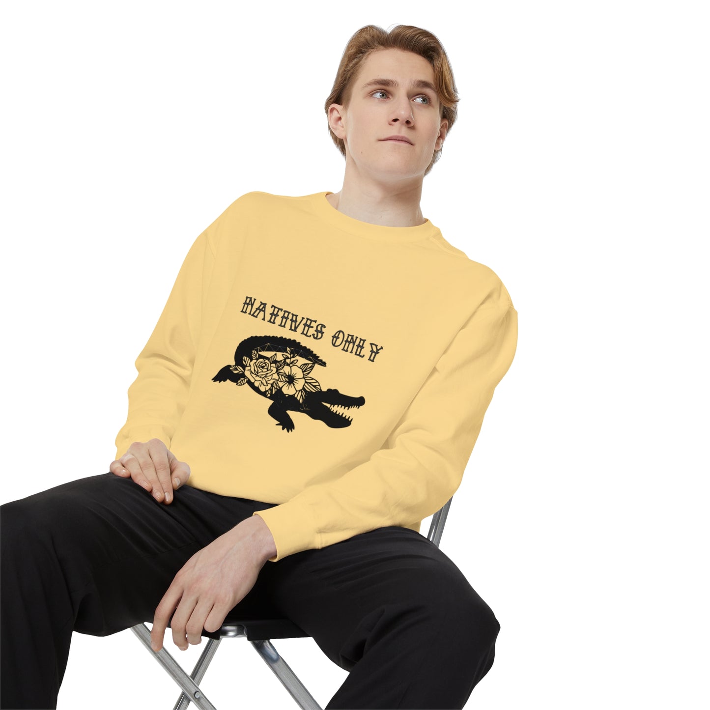 Natives Only Alligator Unisex Garment-Dyed Crewneck