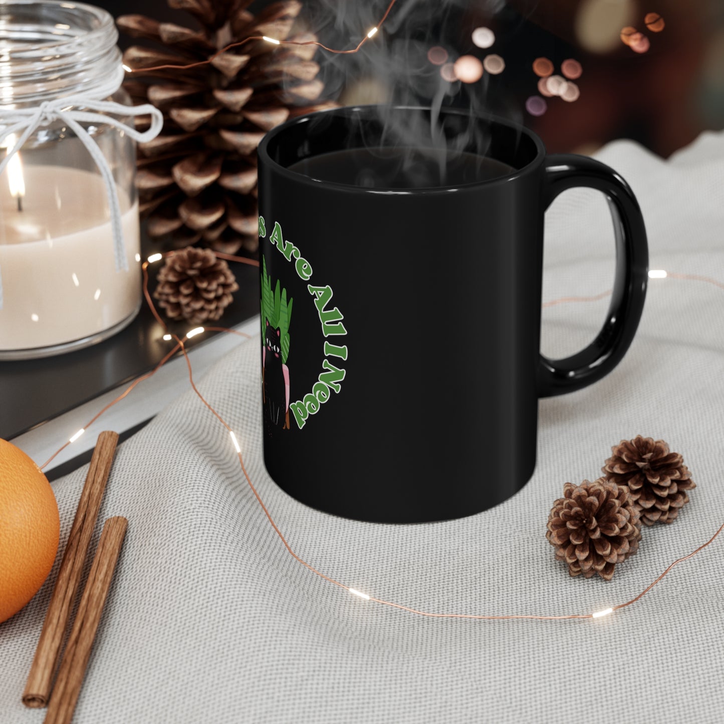 Plants & Cats Are All I Need 11oz Black Mug
