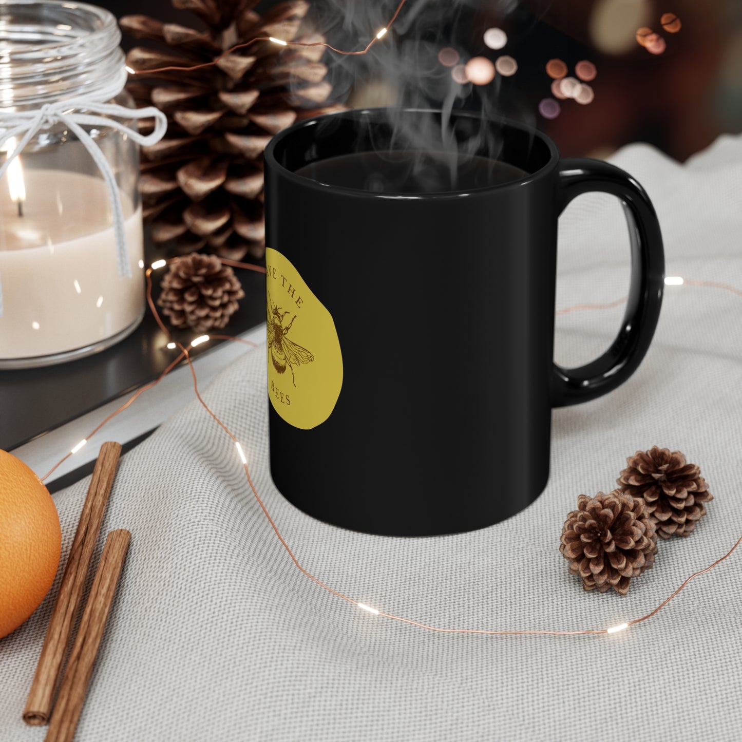 Save The Bees Black Mug