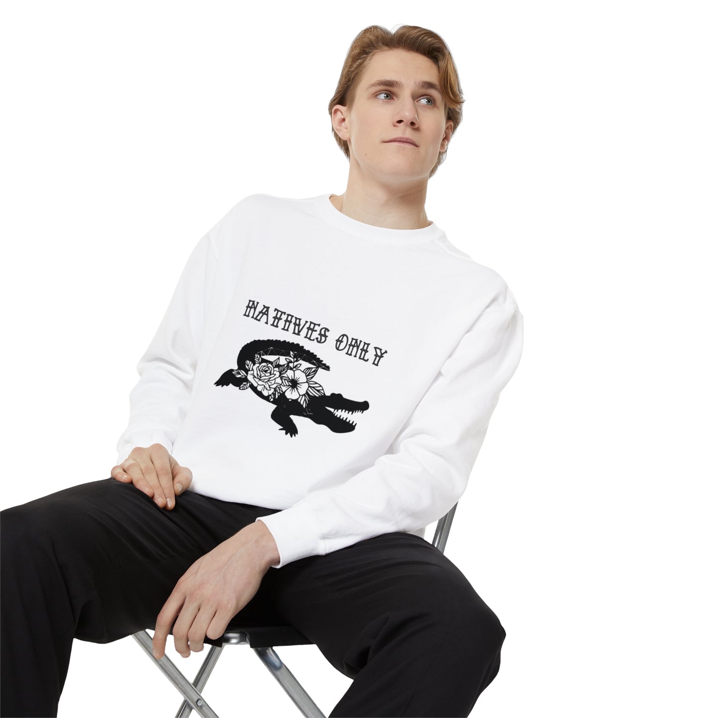 Natives Only Alligator Unisex Garment-Dyed Crewneck