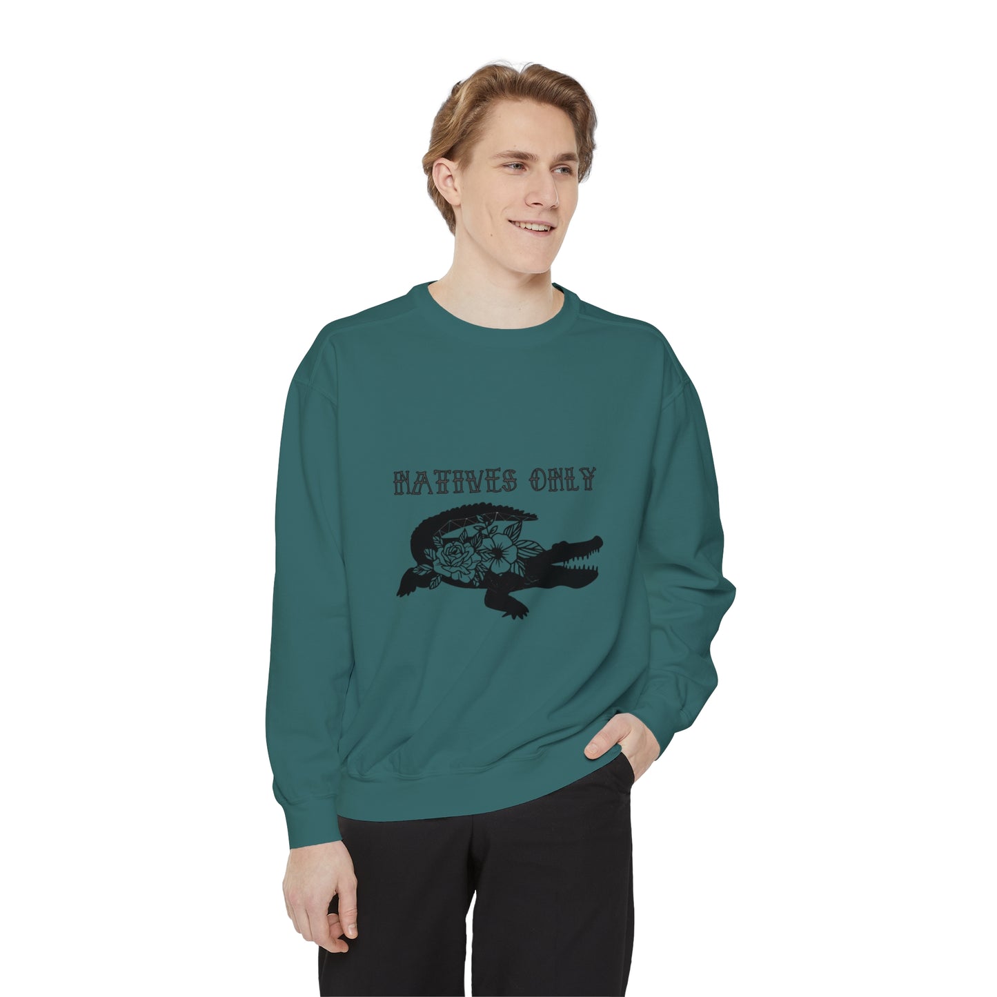 Natives Only Alligator Unisex Garment-Dyed Crewneck