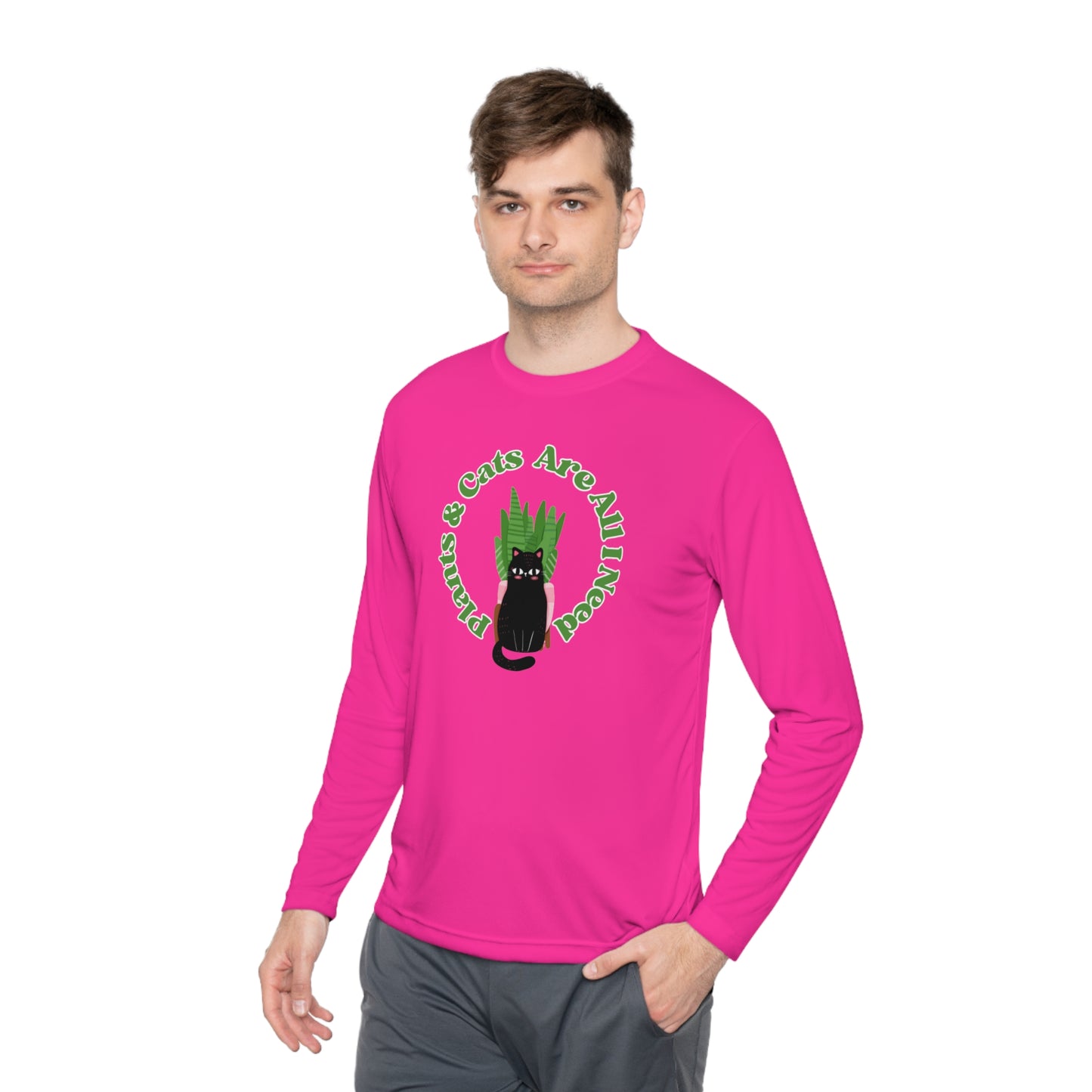 Plants & Cats Are All I Need Unisex Lightweight Long Sleeve