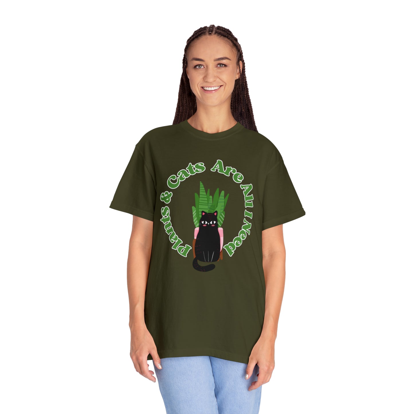 Plants & Cats Are All I Need Unisex Garment-Dyed T-shirt