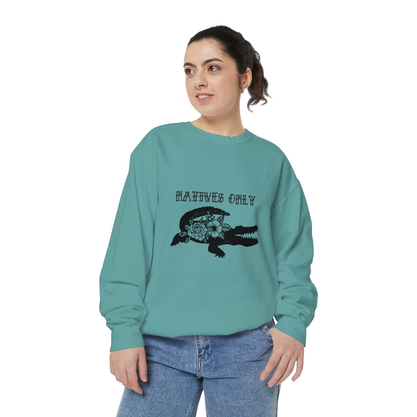 Natives Only Alligator Unisex Garment-Dyed Crewneck