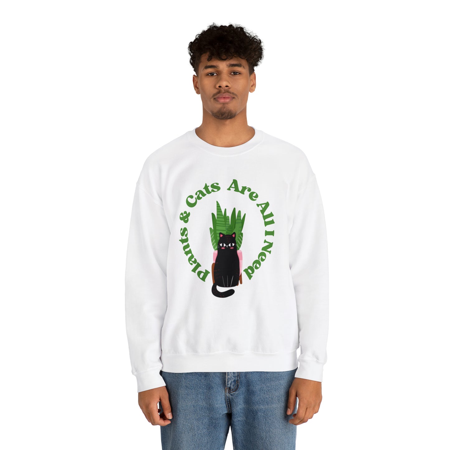 Plants & Cats Are All I Need Unisex Crewneck Sweatshirt