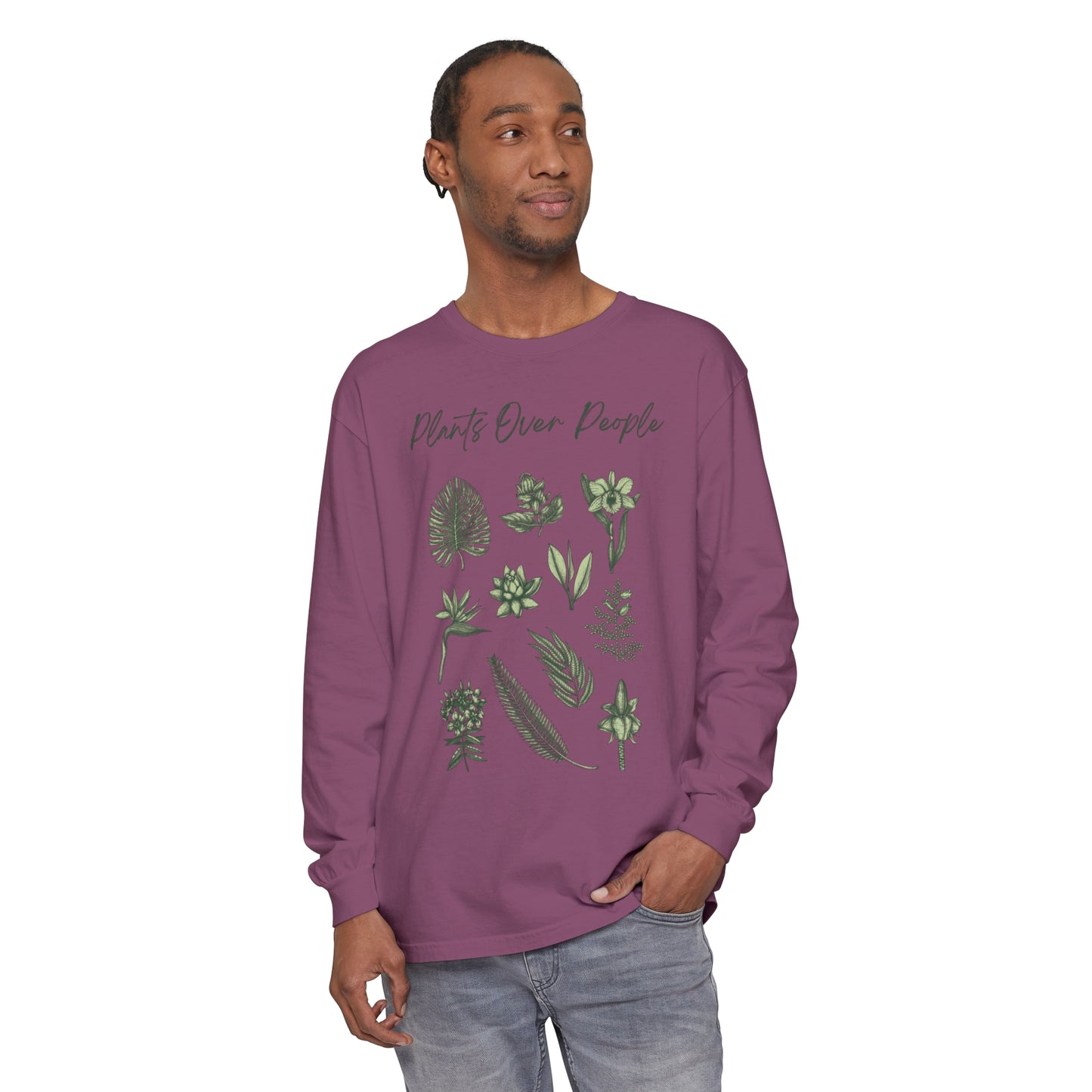 Plants Over People Unisex Garment-dyed Long Sleeve