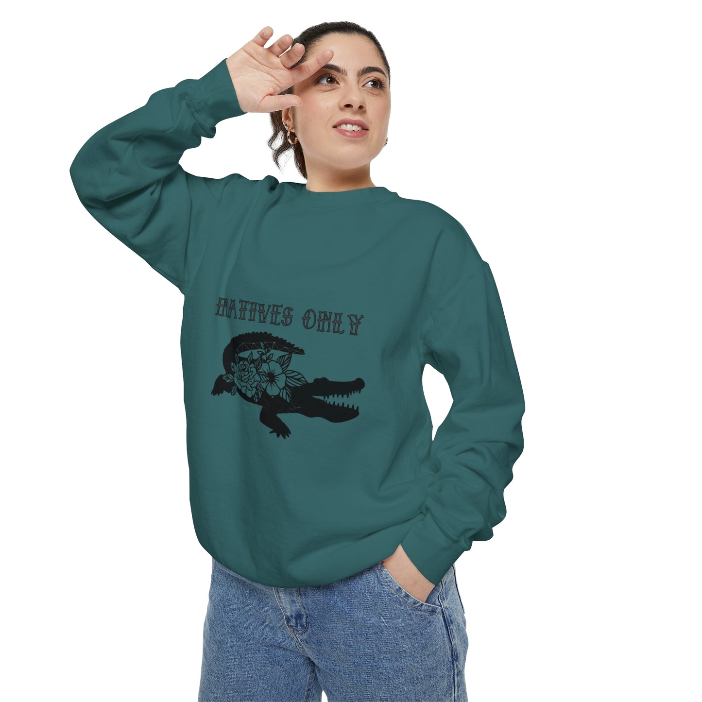 Natives Only Alligator Unisex Garment-Dyed Crewneck