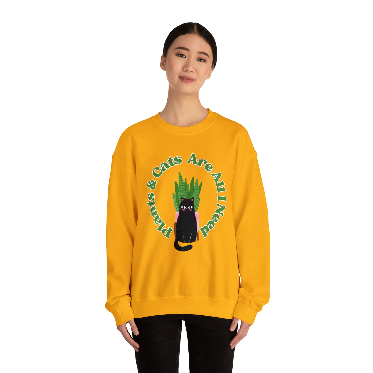 Plants & Cats Are All I Need Unisex Crewneck Sweatshirt