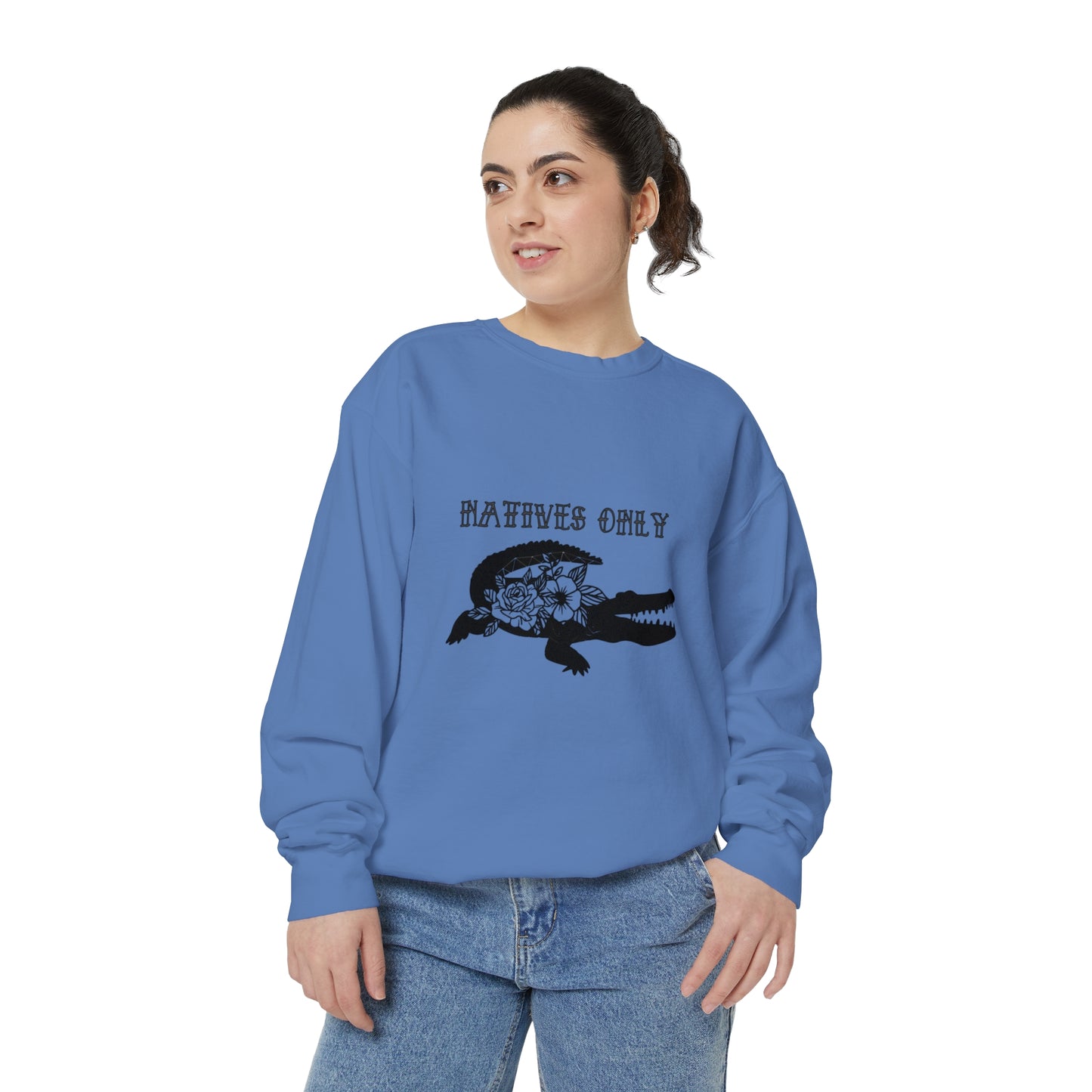 Natives Only Alligator Unisex Garment-Dyed Crewneck