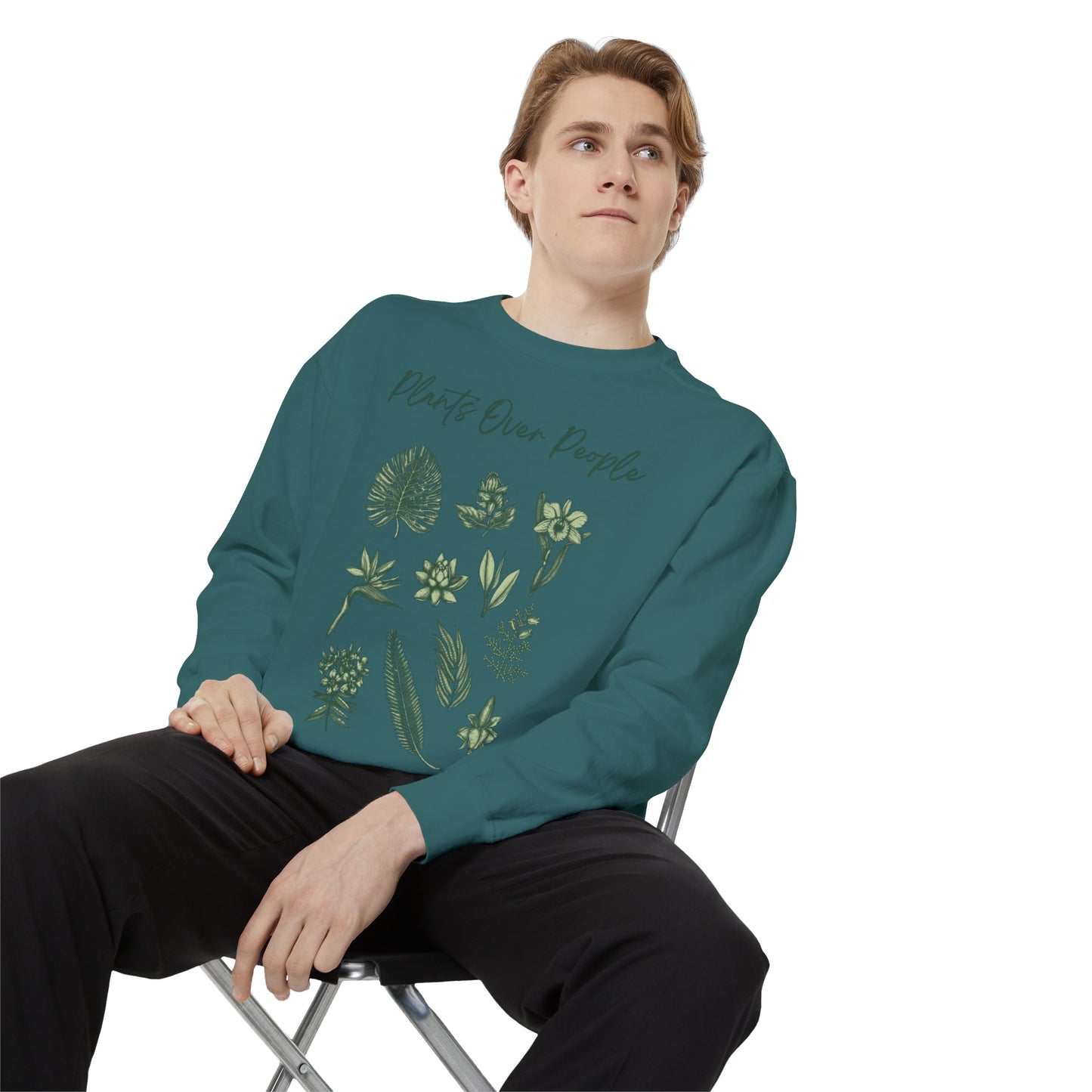 Plants Over People Unisex Garment-Dyed Sweatshirt