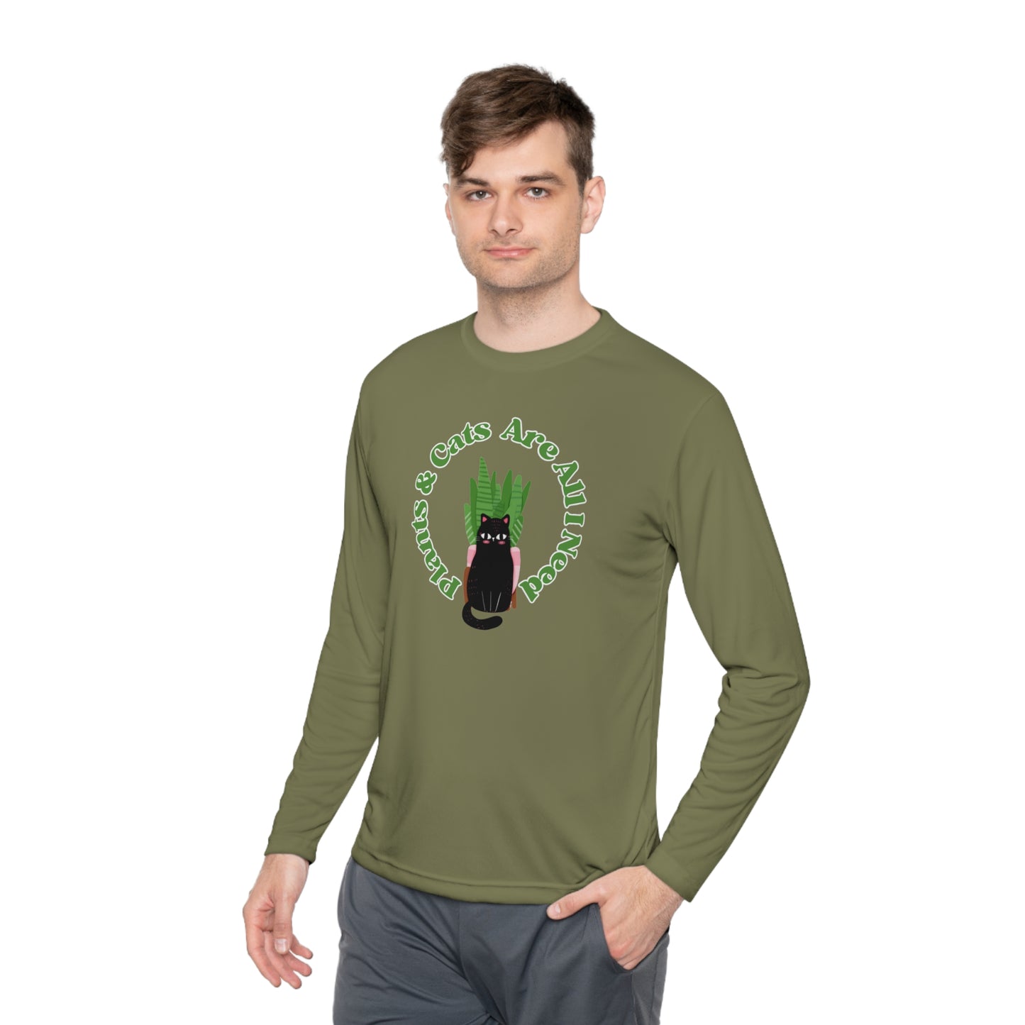 Plants & Cats Are All I Need Unisex Lightweight Long Sleeve