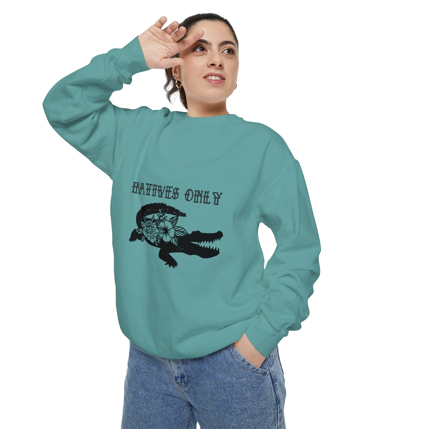 Natives Only Alligator Unisex Garment-Dyed Crewneck