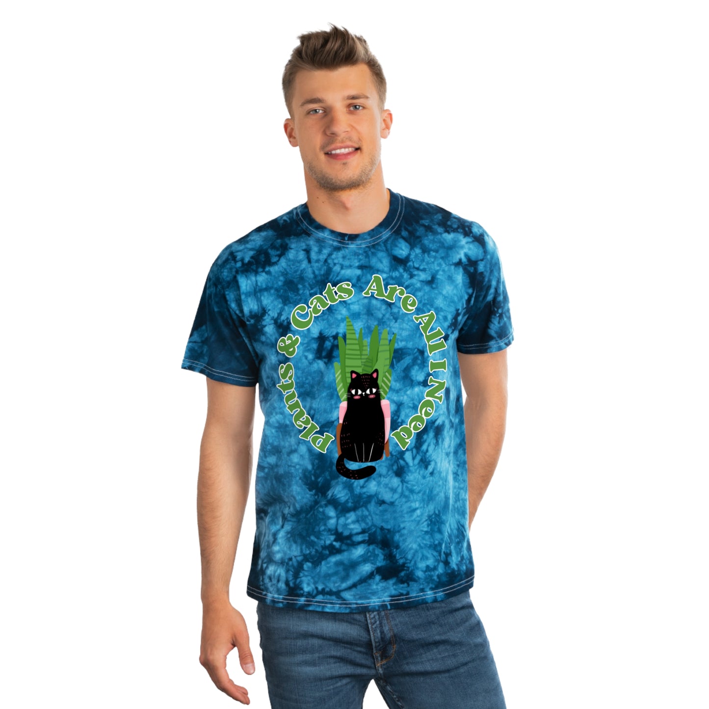 Plants & Cats Are All I Need Tie-Dye Tee, Crystal