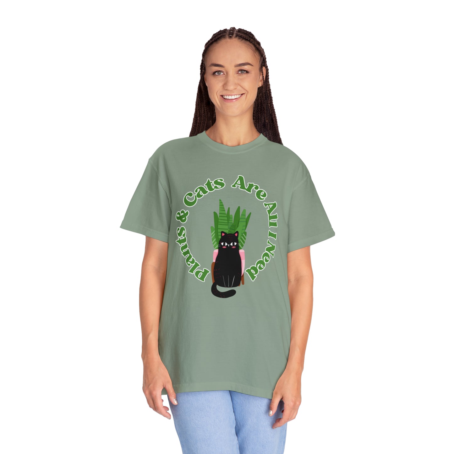 Plants & Cats Are All I Need Unisex Garment-Dyed T-shirt