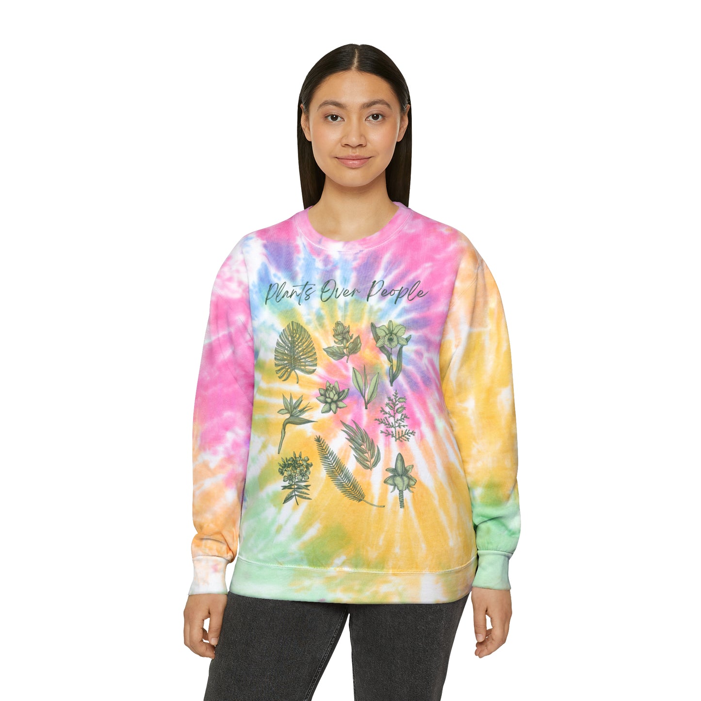 Plants Over People Unisex Tie-Dye Crewneck