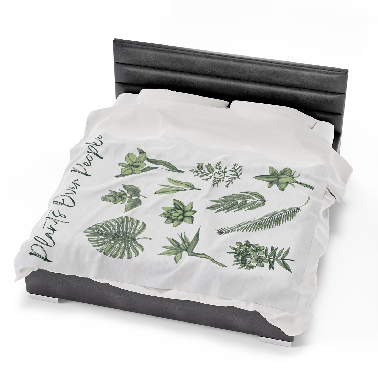 Plants Over People Velveteen Plush Blanket