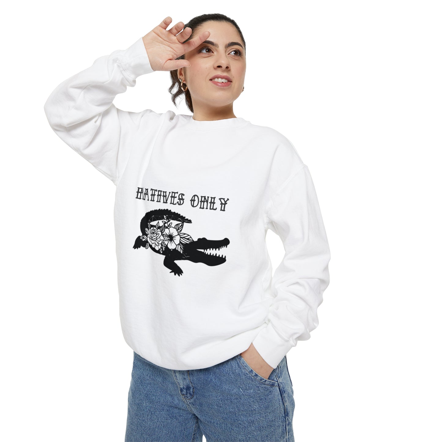 Natives Only Alligator Unisex Garment-Dyed Crewneck