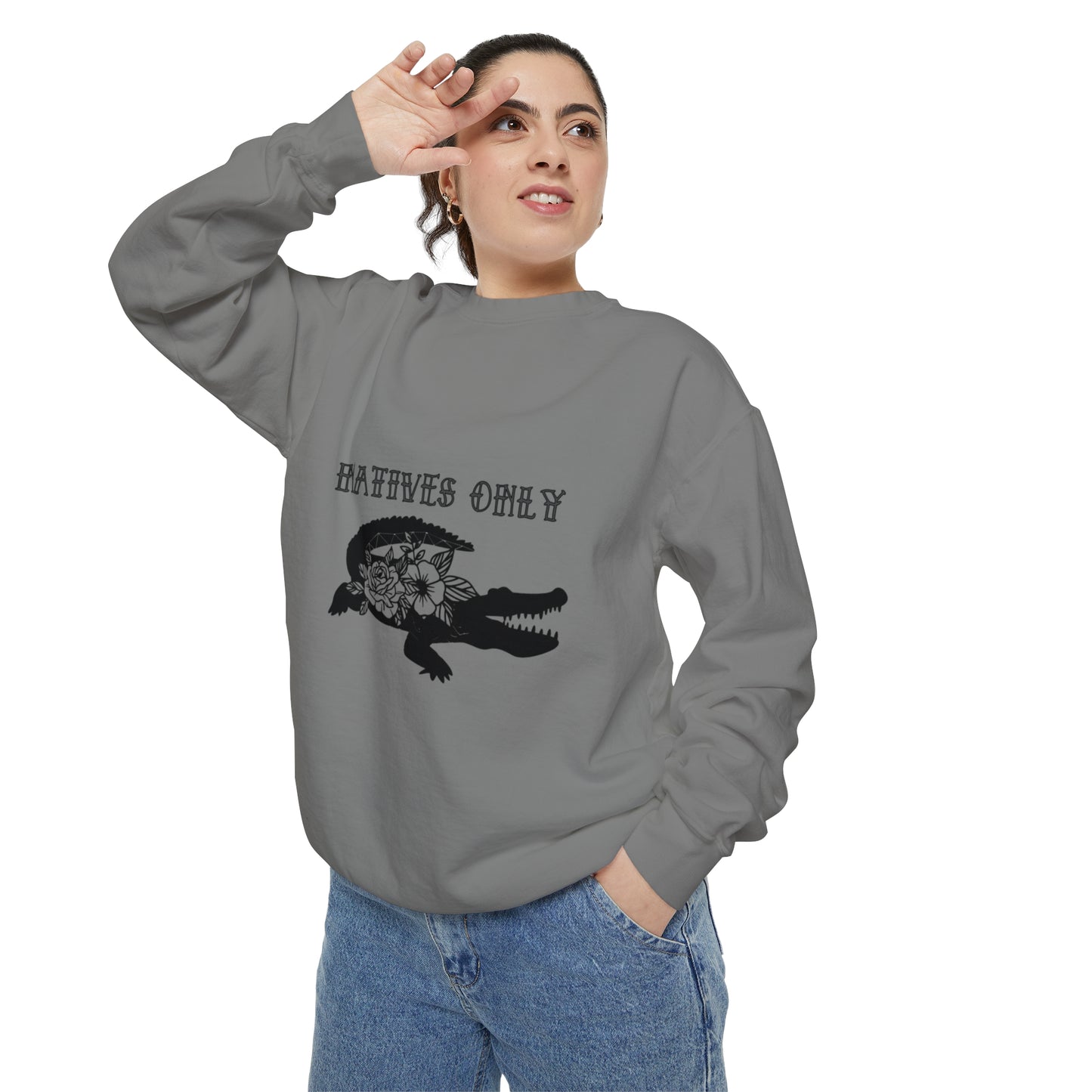 Natives Only Alligator Unisex Garment-Dyed Crewneck