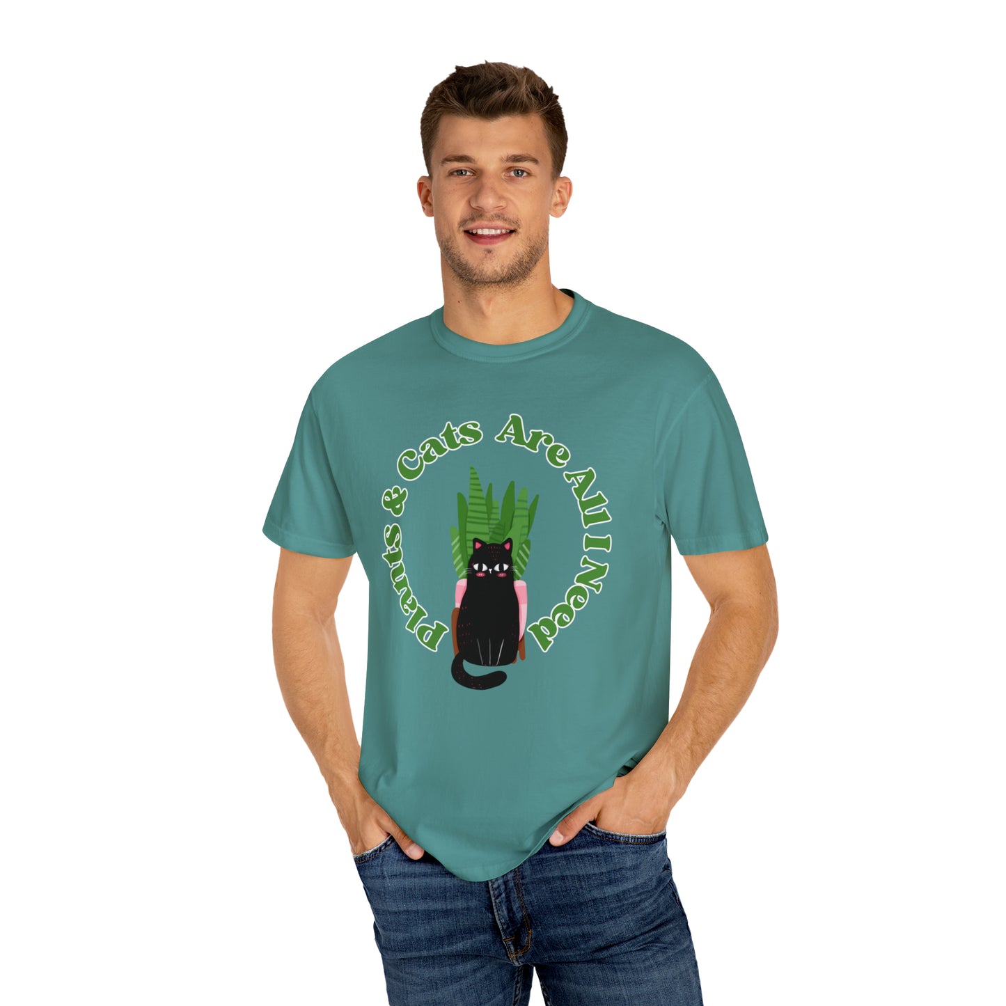 Plants & Cats Are All I Need Unisex Garment-Dyed T-shirt