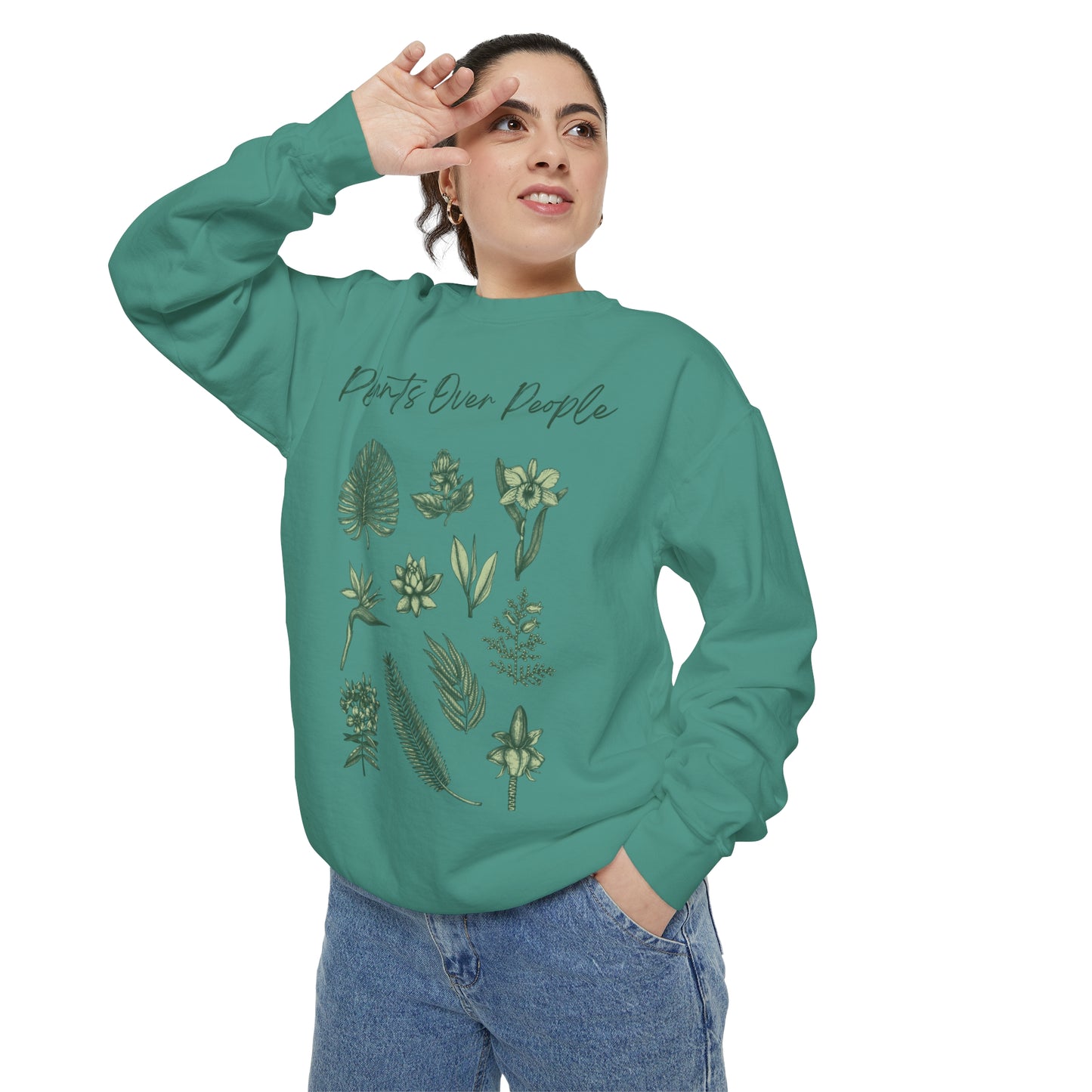 Plants Over People Unisex Garment-Dyed Sweatshirt