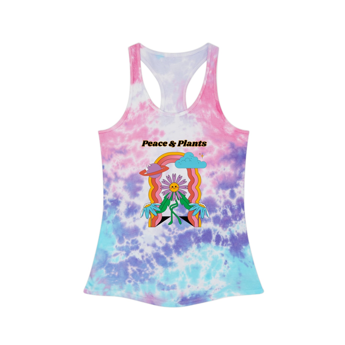 Peace & Plants Tie Dye Racerback Tank Top