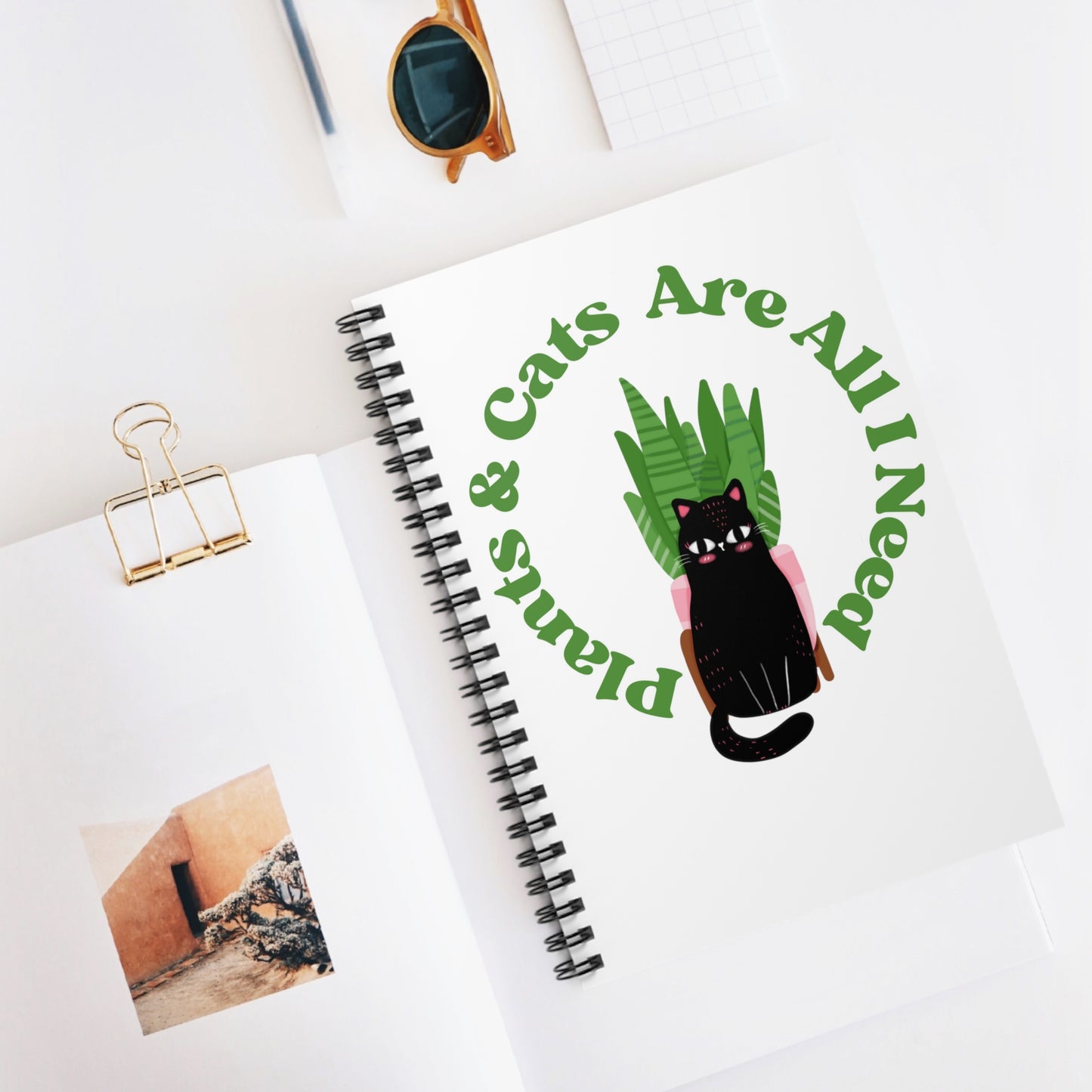 Plants & Cats Are All I Need Spiral Notebook - Ruled Line