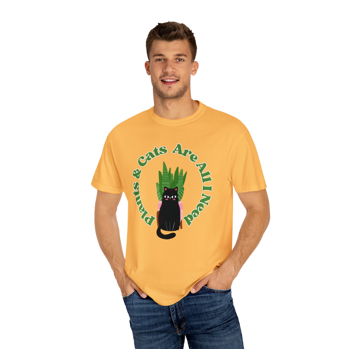 Plants & Cats Are All I Need Unisex Garment-Dyed T-shirt