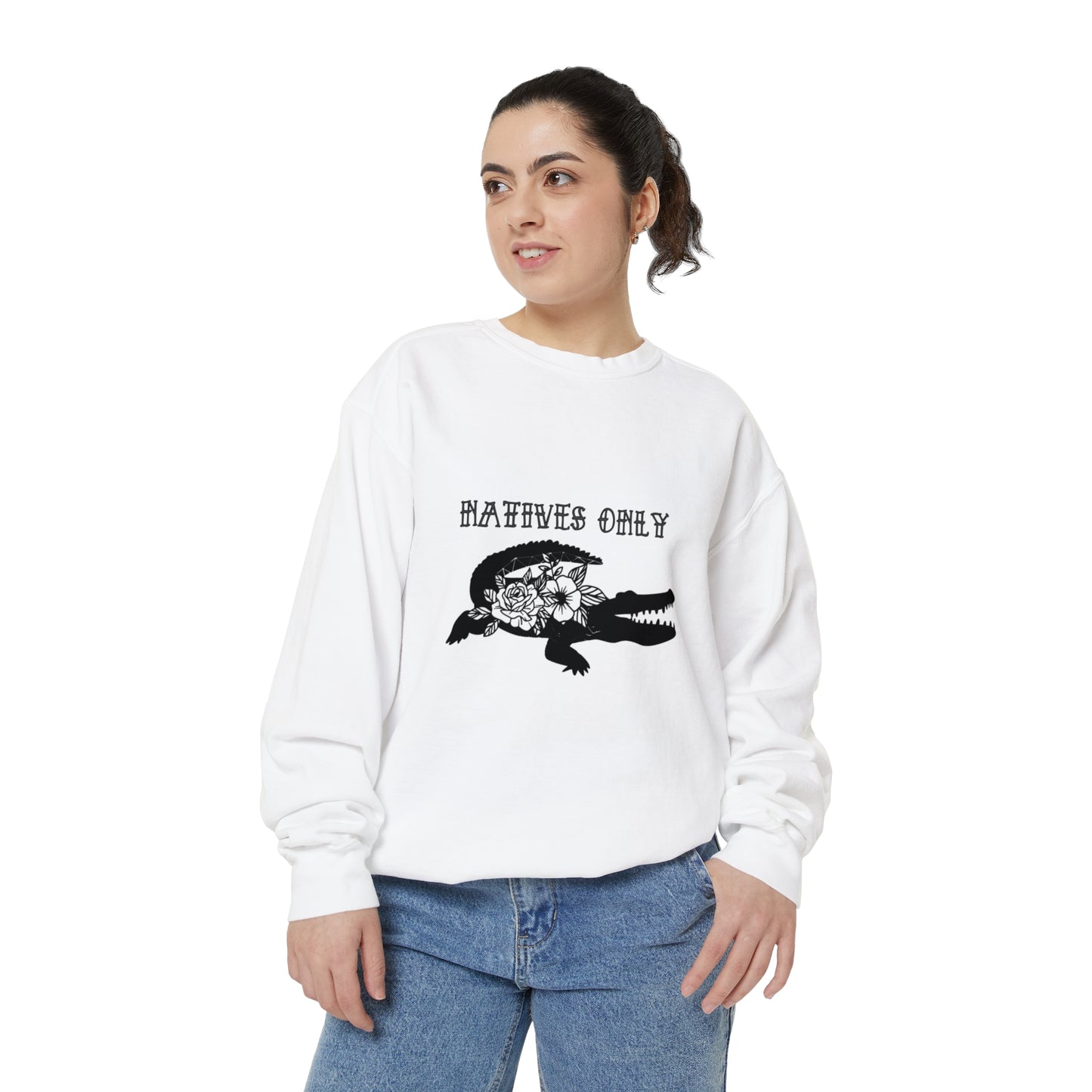 Natives Only Alligator Unisex Garment-Dyed Crewneck