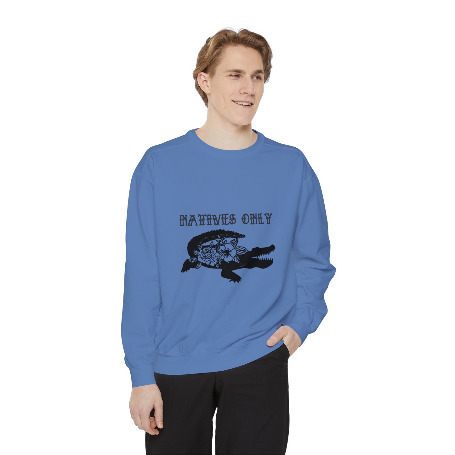 Natives Only Alligator Unisex Garment-Dyed Crewneck