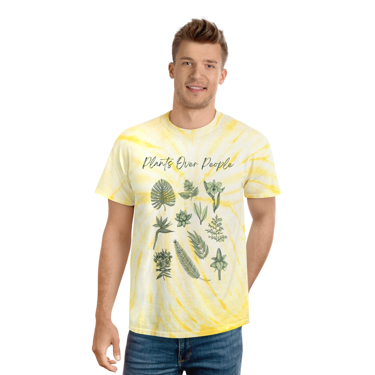 Plants Over People Tie-Dye Tee, Cyclone