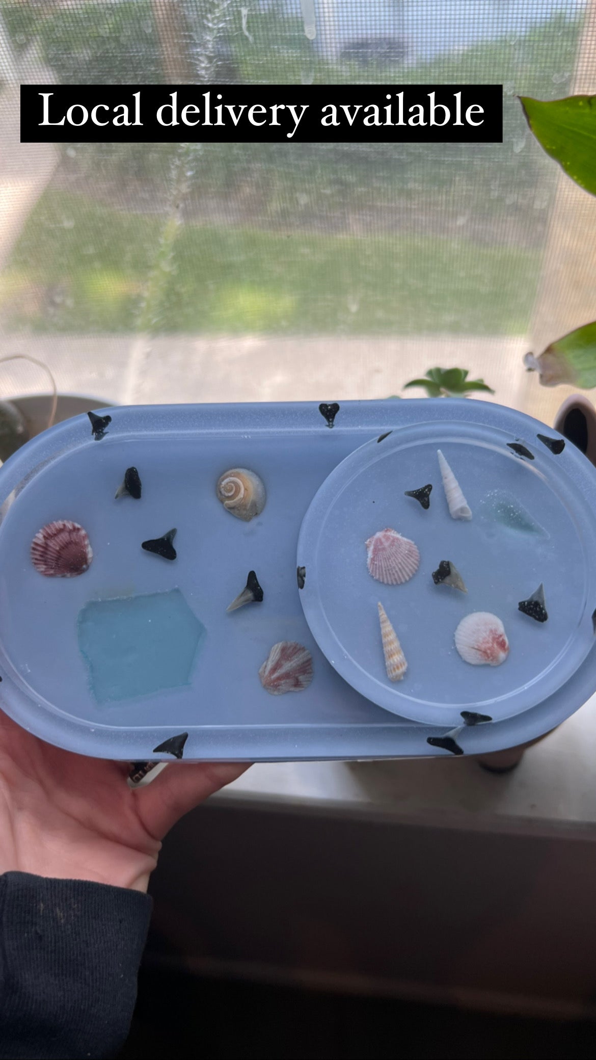 Handmade beach finds trinket dish & coaster set