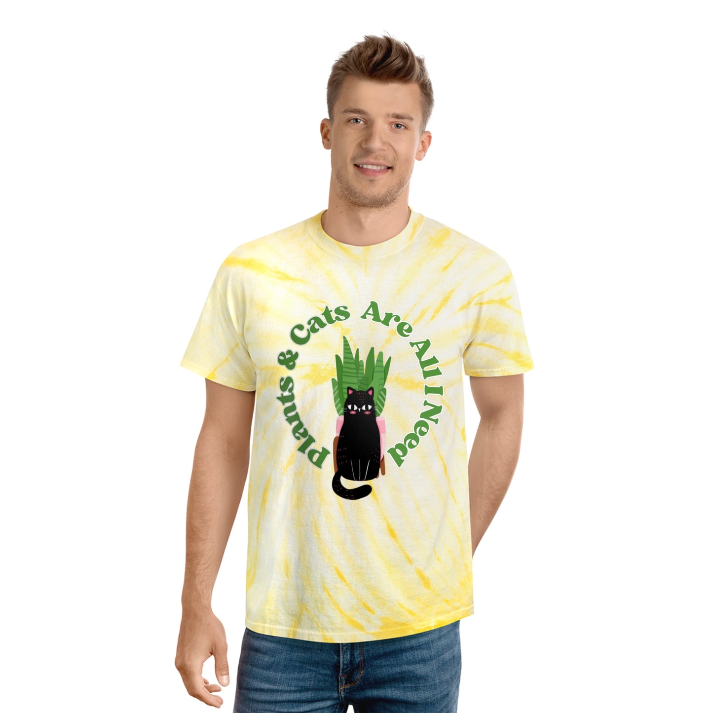 Plants & Cats Are All I Need Tie-Dye Tee, Cyclone