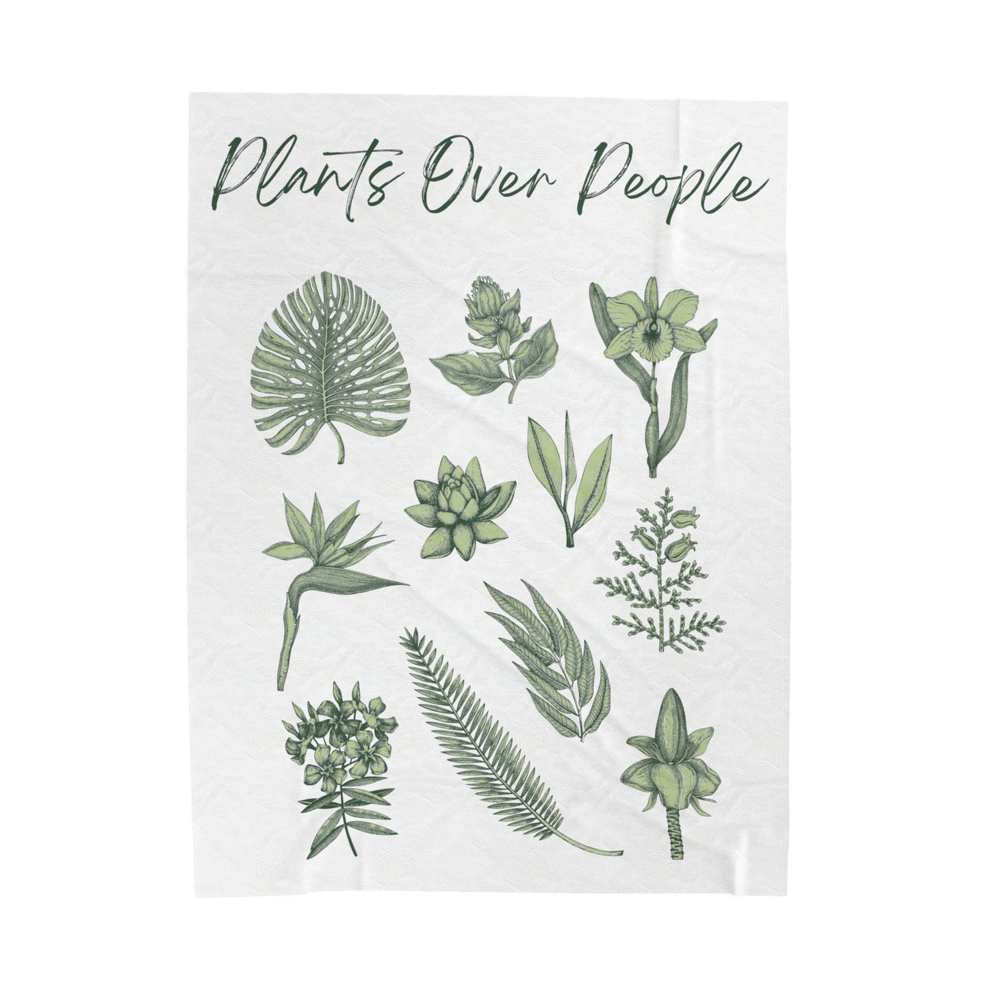 Plants Over People Velveteen Plush Blanket