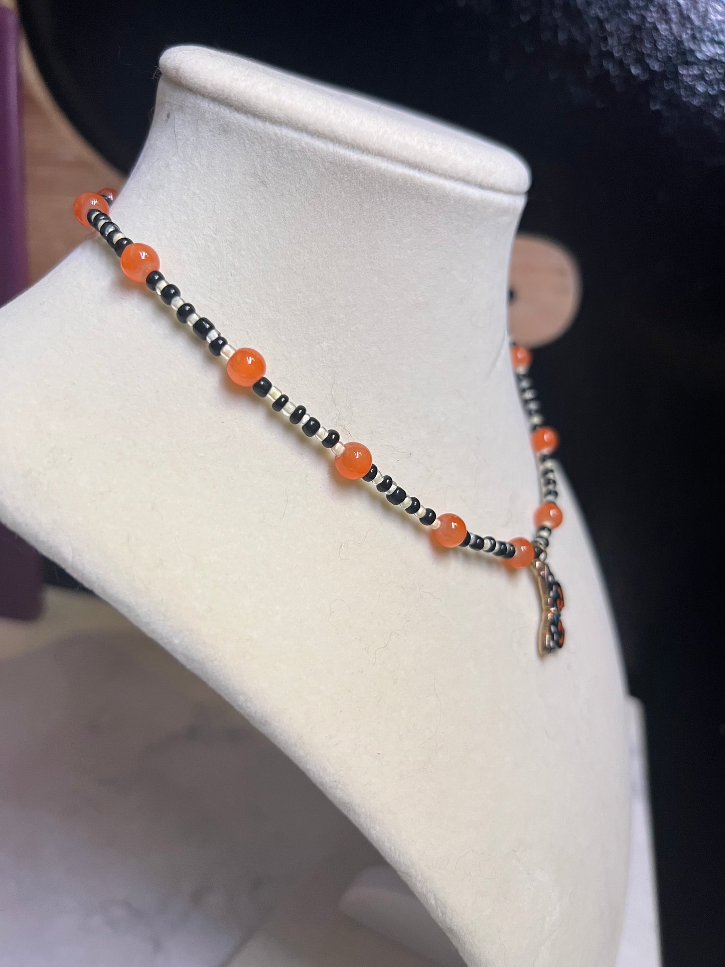 Glass bead butterfly choker