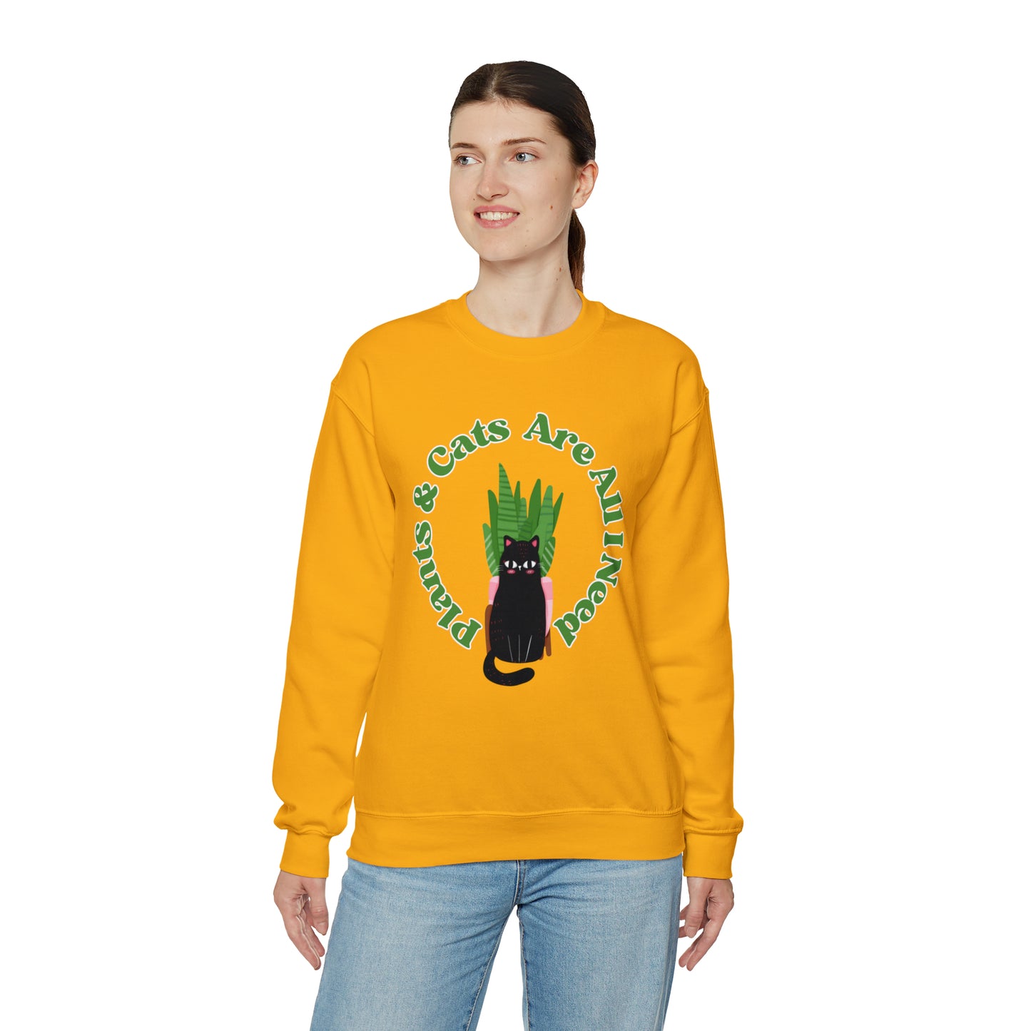 Plants & Cats Are All I Need Unisex Crewneck Sweatshirt