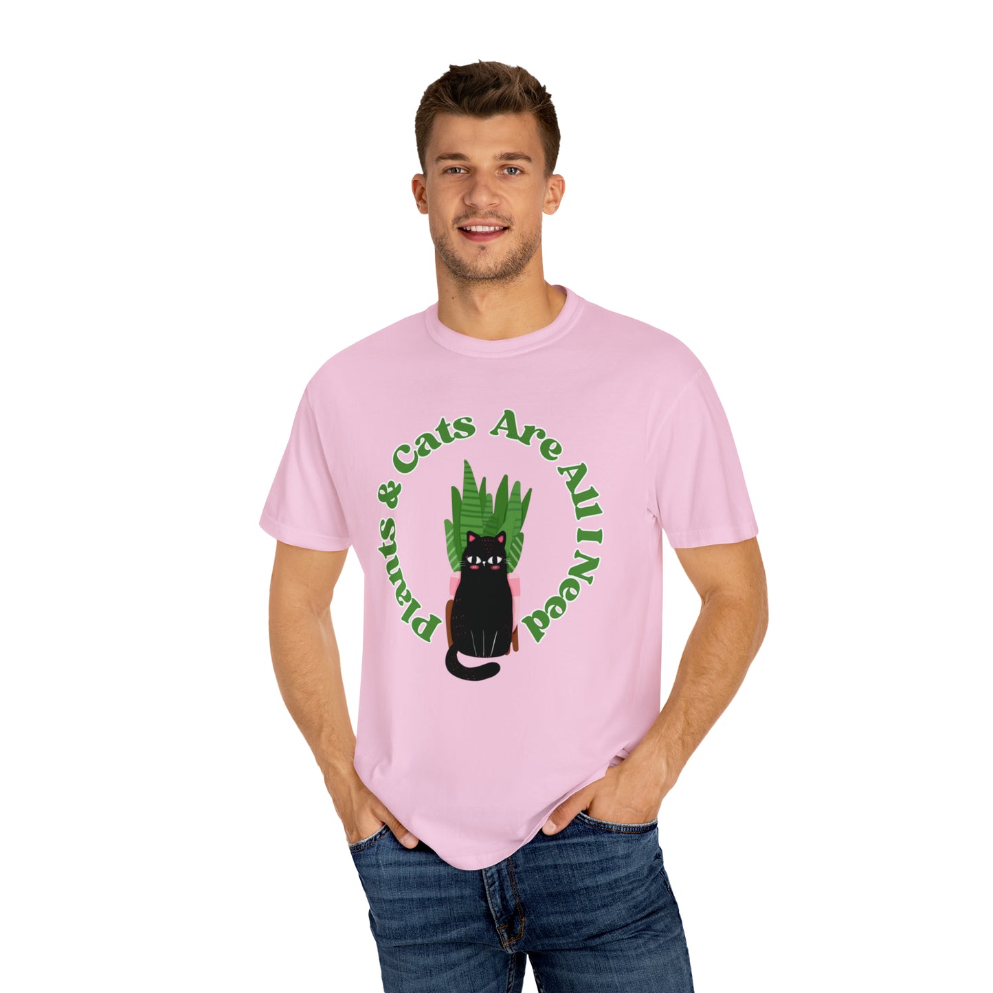 Plants & Cats Are All I Need Unisex Garment-Dyed T-shirt