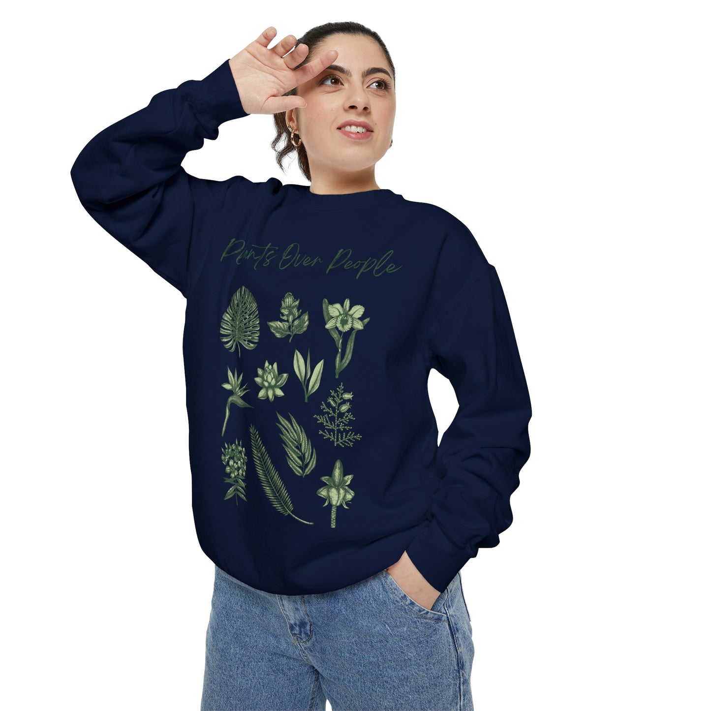 Plants Over People Unisex Garment-Dyed Sweatshirt