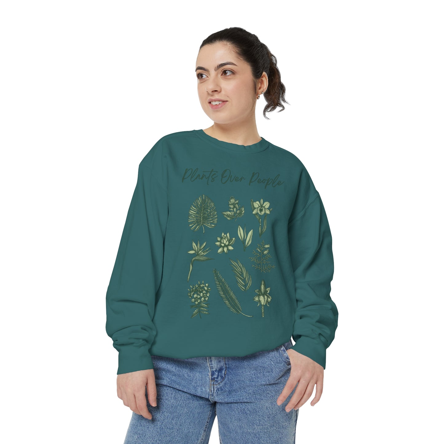 Plants Over People Unisex Garment-Dyed Sweatshirt